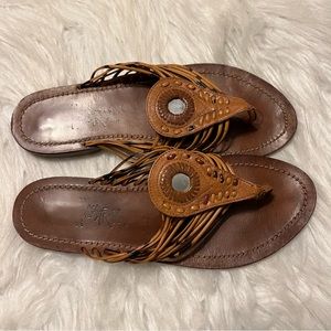 Astrax Leather Sandals Woman’s Size 5.5 made in Brazil Boho strappy woven